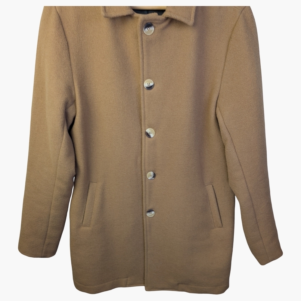 American Apparel Y2K Camel Wool Blend Minimalist Coat | Men's S Women's M - Picture 3 of 7